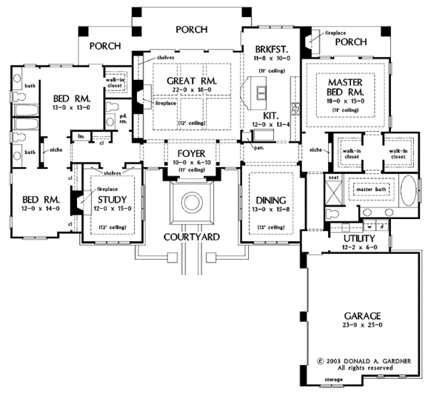 House Design - Mediterranean Floor Plan - Main Floor Plan #929-698
