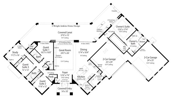 House Blueprint - Floor Plan - Main Floor for Contemporary House Plan #938-164 - 3 bed, 3.5 bath