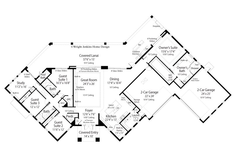 House Blueprint - Floor Plan - Main Floor for Contemporary House Plan #938-164 - 3 bed, 3.5 bath
