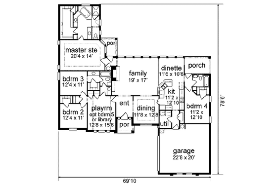 Floor Plan - Main Floor for Traditional House Plan #84-146 - 4 bed, 3 bath