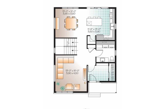 Floor Plan - Main Floor for Contemporary House Plan #23-2553 - 3 bed, 1.5 bath