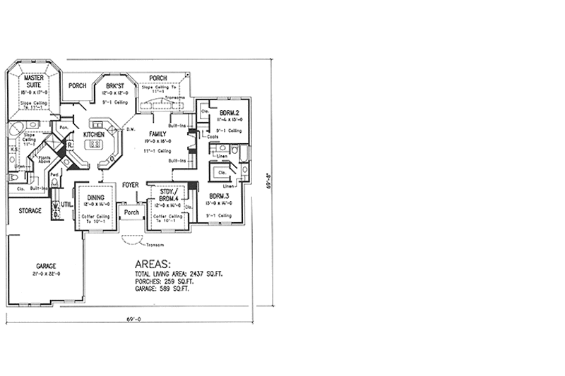 Home Plan - Floor Plan - Main Floor for Country House Plan #974-36 - 3 bed, 2.5 bath