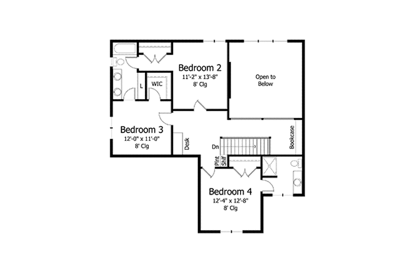 Home Plan - Floor Plan - Upper Floor for Colonial House Plan #51-1042 - 4 bed, 3.5 bath