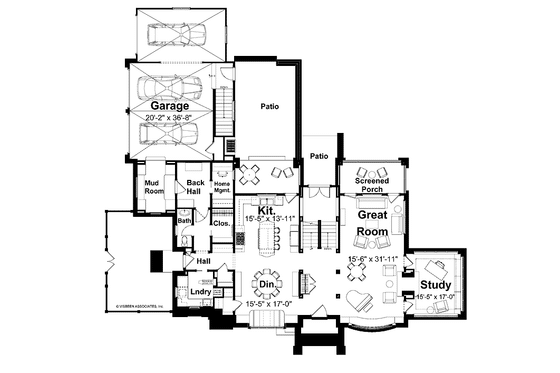 Floor Plan - Main Floor for Craftsman House Plan #928-19 - 4 bed, 3.5 bath