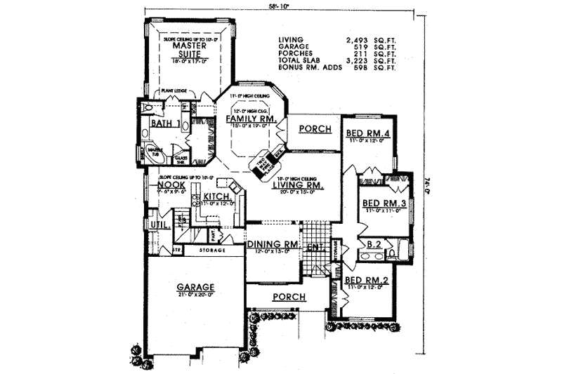 Architectural House Design - Floor Plan - Main Floor for European House Plan #40-257 - 4 bed, 3 bath