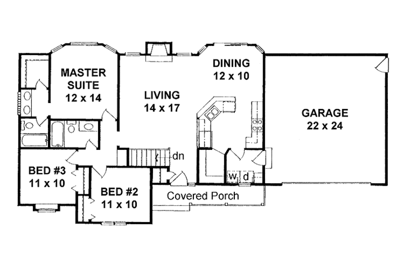 Dream House Plan - Floor Plan - Main Floor for Traditional House Plan #58-220 - 3 bed, 2 bath