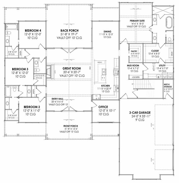 House Blueprint - Farmhouse Floor Plan - Main Floor Plan #1096-123