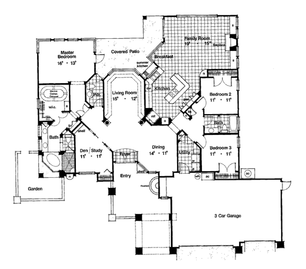 House Plan Design - Mediterranean Floor Plan - Main Floor Plan #417-548