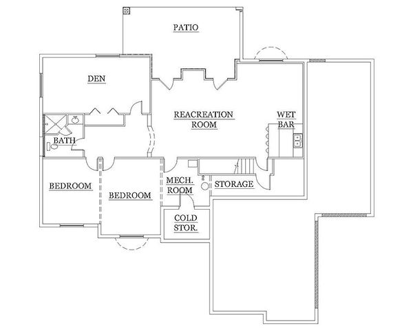 Architectural House Design - Traditional Floor Plan - Lower Floor Plan #5-246