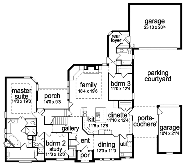 Architectural House Design - Tudor Floor Plan - Main Floor Plan #84-731