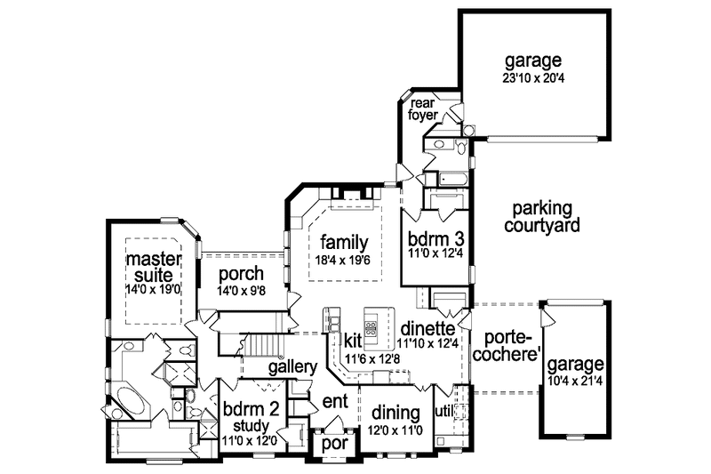 Home Plan - Floor Plan - Main Floor for Tudor House Plan #84-731 - 5 bed, 3.5 bath