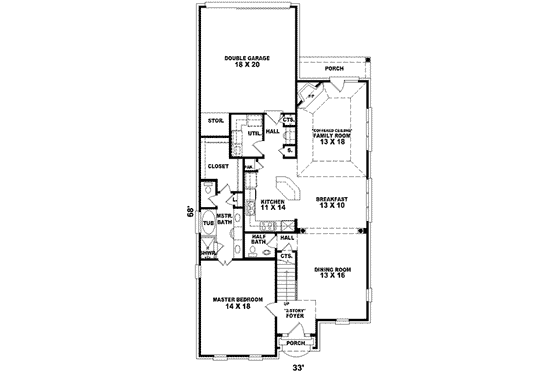 Floor Plan - Main Floor for European House Plan #81-511 - 3 bed, 2.5 bath