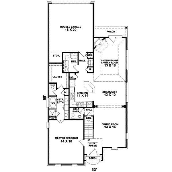Floor Plan - Main Floor for European House Plan #81-511 - 3 bed, 2.5 bath