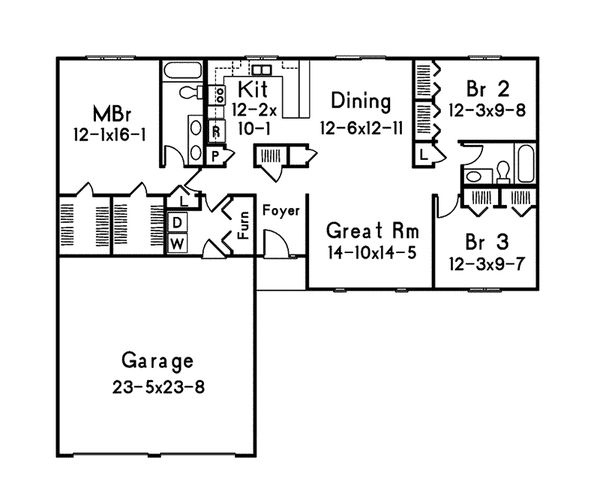 Home Plan - Ranch Floor Plan - Main Floor Plan #57-674