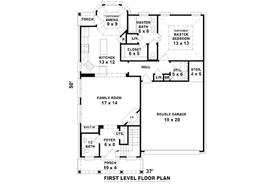 Floor Plan - Main Floor for Traditional House Plan #81-13776 - 3 bed, 2.5 bath