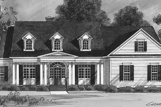Exterior - Front Elevation 3 for Country House Plan #1054-17 - 4 bed, 3.5 bath