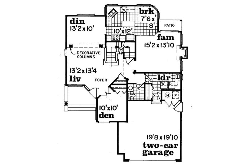 Home Plan - Floor Plan - Main Floor for Mediterranean House Plan #47-767 - 3 bed, 2.5 bath