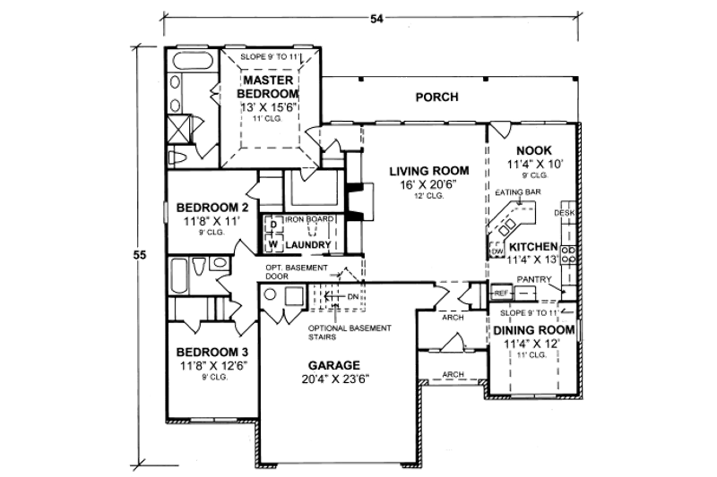Dream House Plan - Floor Plan - Main Floor for Traditional House Plan #20-352 - 3 bed, 2 bath