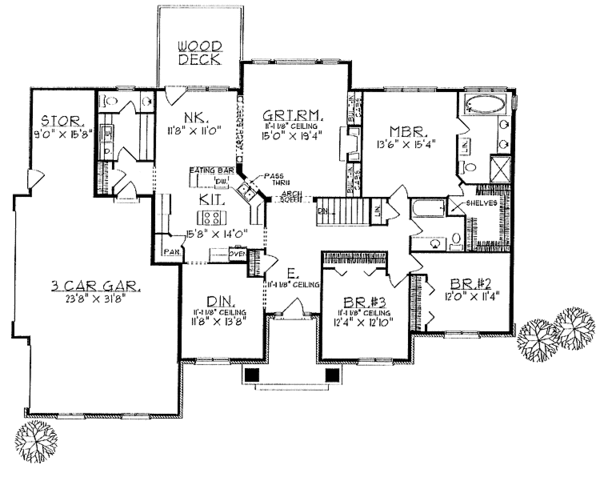 House Design - Ranch Floor Plan - Main Floor Plan #70-1310