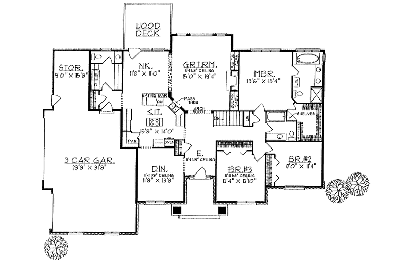 Architectural House Design - Floor Plan - Main Floor for Ranch House Plan #70-1310 - 3 bed, 2.5 bath