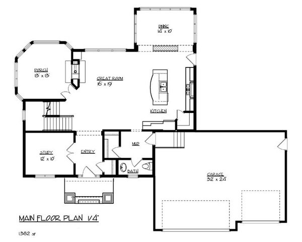 Architectural House Design - Craftsman Floor Plan - Main Floor Plan #320-491