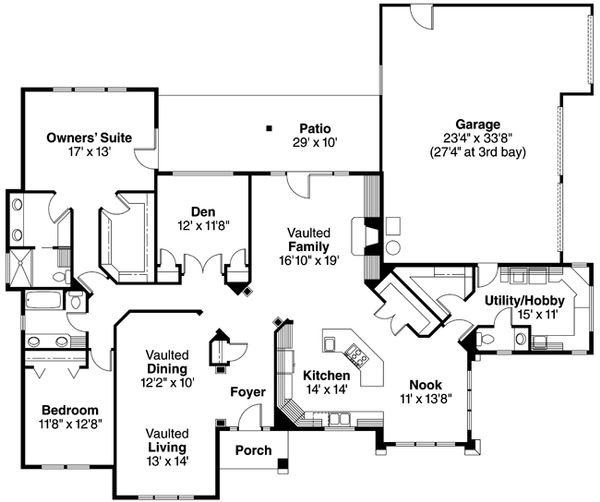 House Plan Design - Mediterranean Floor Plan - Main Floor Plan #124-352