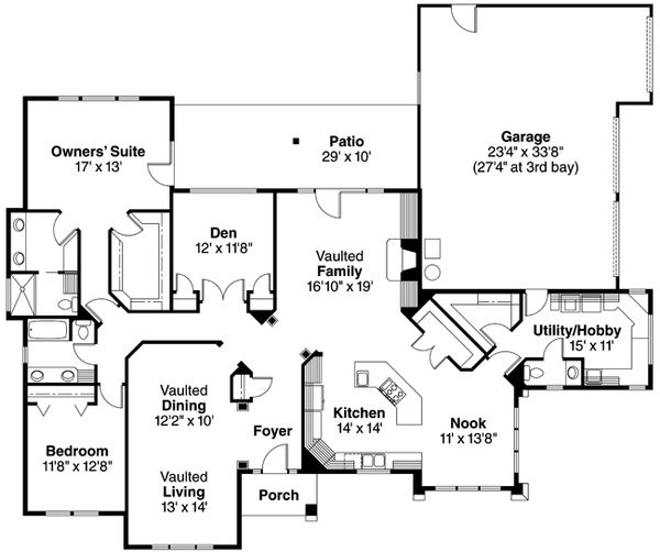 Mediterranean Floor Plan - Main Floor Plan #124-352