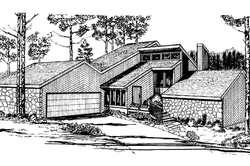 House Blueprint - Contemporary Exterior - Front Elevation Plan #72-1063