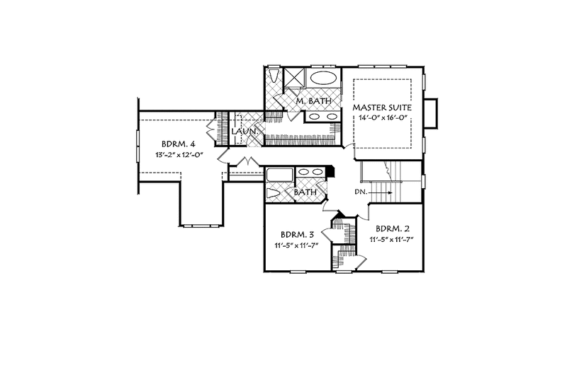 House Blueprint - Floor Plan - Upper Floor for Country House Plan #927-951 - 4 bed, 2.5 bath