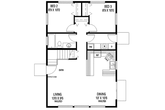 Floor Plan - Main Floor for Traditional House Plan #60-326 - 3 bed, 2 bath