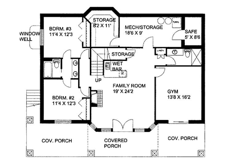 Dream House Plan - Floor Plan - Lower Floor for Bungalow House Plan #117-638 - 3 bed, 4.5 bath