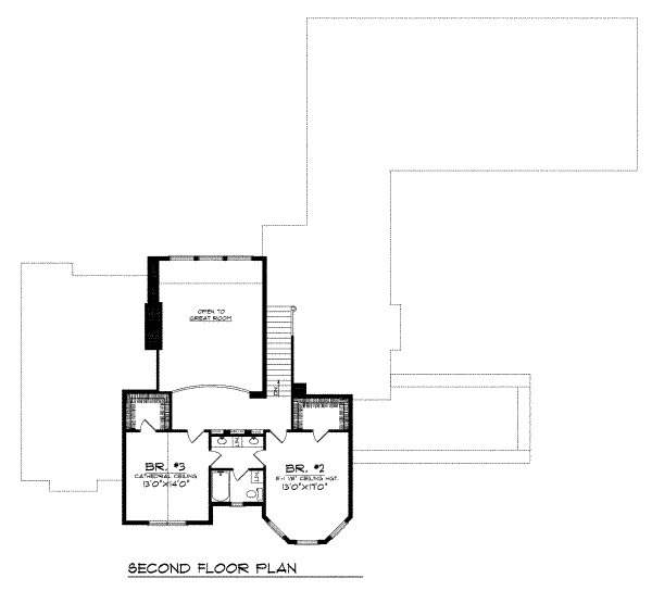Traditional Floor Plan - Upper Floor Plan #70-487