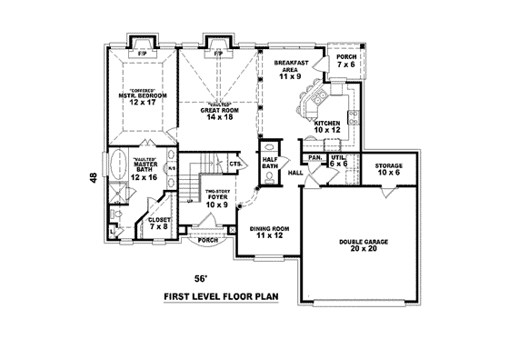 Floor Plan - Main Floor for European House Plan #81-1426 - 3 bed, 2.5 bath