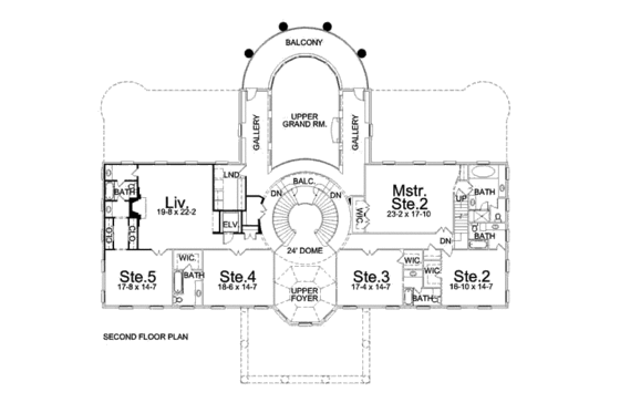 Floor Plan - Upper Floor for Classical House Plan #119-189 - 6 bed, 7.5 bath