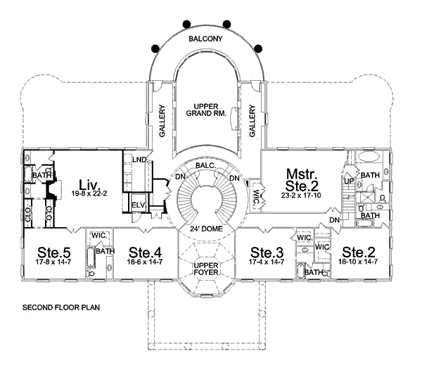 Home Plan - Classical Floor Plan - Upper Floor Plan #119-189