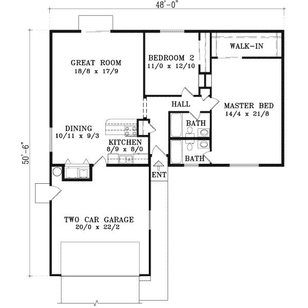 Ranch Floor Plan - Main Floor Plan #1-1207