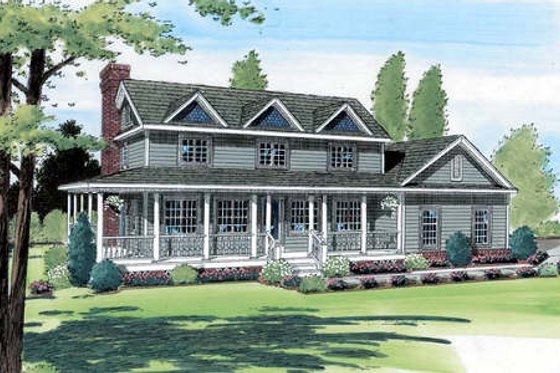 Exterior - Front Elevation for Country House Plan #312-550 - 4 bed, 3 bath
