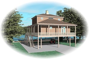 Exterior - Rear Elevation for Beach House Plan #81-13774 - 3 bed, 2.5 bath