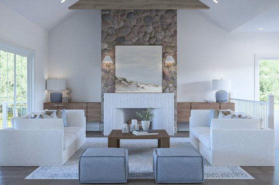 Interior - Family Room 1 for Beach House Plan #455-779 - 2 bed, 2.5 bath