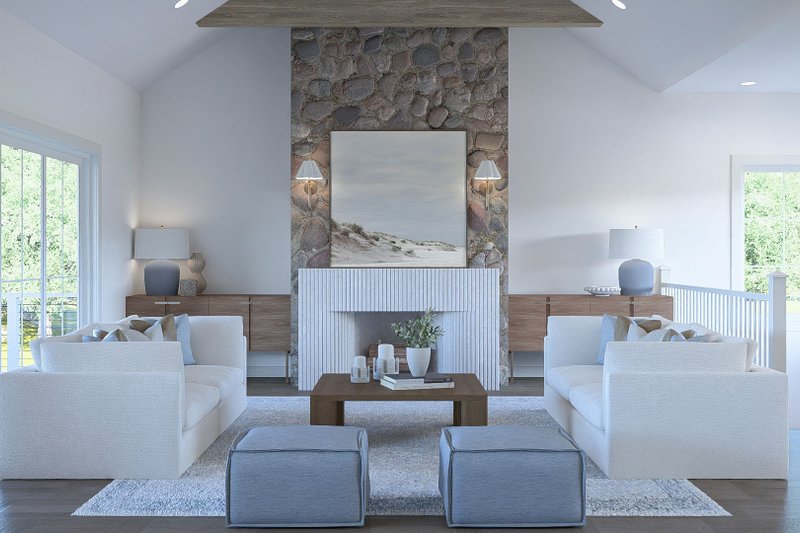Architectural House Design - Interior - Family Room 1 for Beach House Plan #455-779 - 2 bed, 2.5 bath