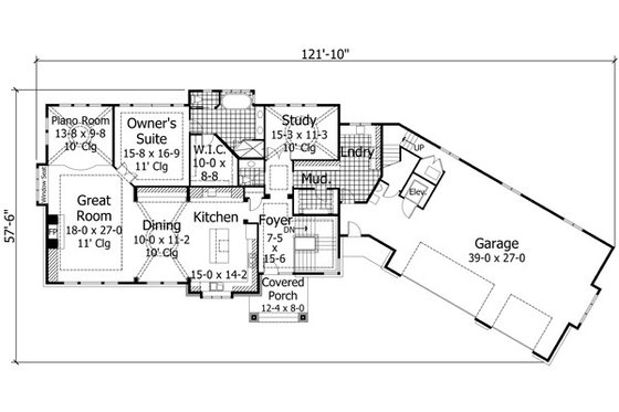 Floor Plan - Main Floor for European House Plan #51-547 - 4 bed, 3.5 bath