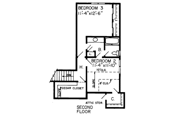 Floor Plan - Upper Floor for Traditional House Plan #312-491 - 3 bed, 2.5 bath