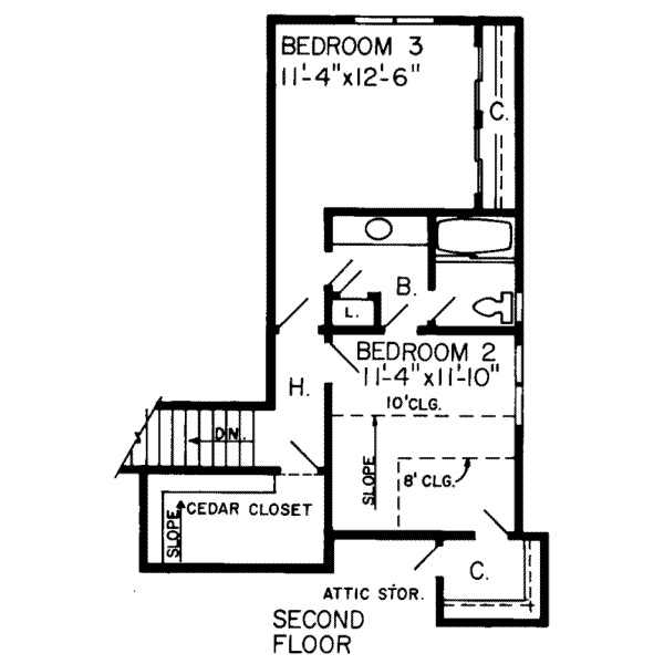 Traditional Floor Plan - Upper Floor Plan #312-491