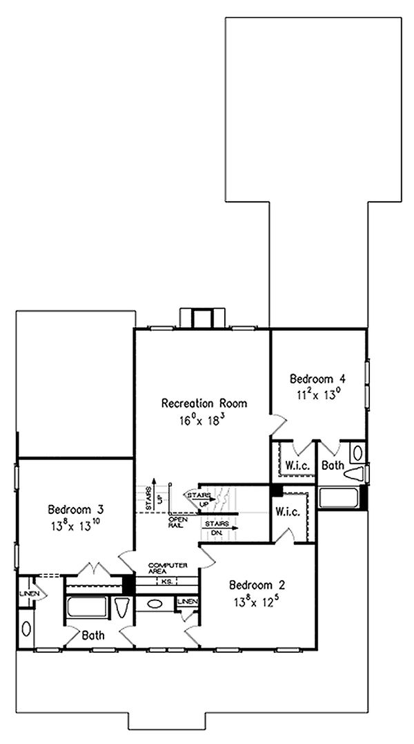 Farmhouse Floor Plan - Upper Floor Plan #927-40