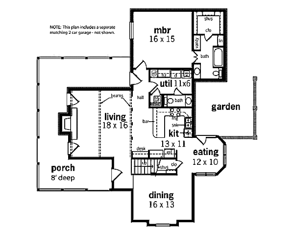 House Plan Design - Country Floor Plan - Main Floor Plan #45-344