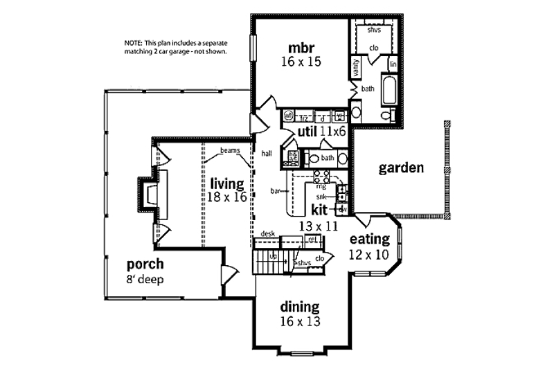 Home Plan - Floor Plan - Main Floor for Country House Plan #45-344 - 3 bed, 2.5 bath