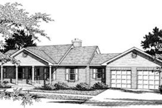 Exterior - Front Elevation 3 for Ranch House Plan #57-114 - 3 bed, 2 bath