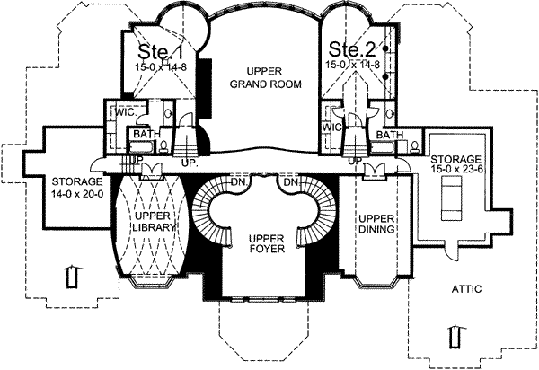 House Blueprint - European Floor Plan - Upper Floor Plan #119-170