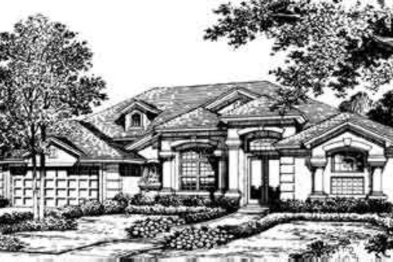 Exterior - Front Elevation for European House Plan #135-129 - 4 bed, 3 bath