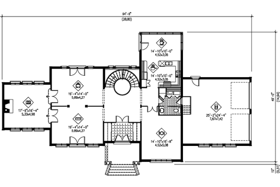 Floor Plan - Main Floor for European House Plan #25-253 - 4 bed, 2.5 bath
